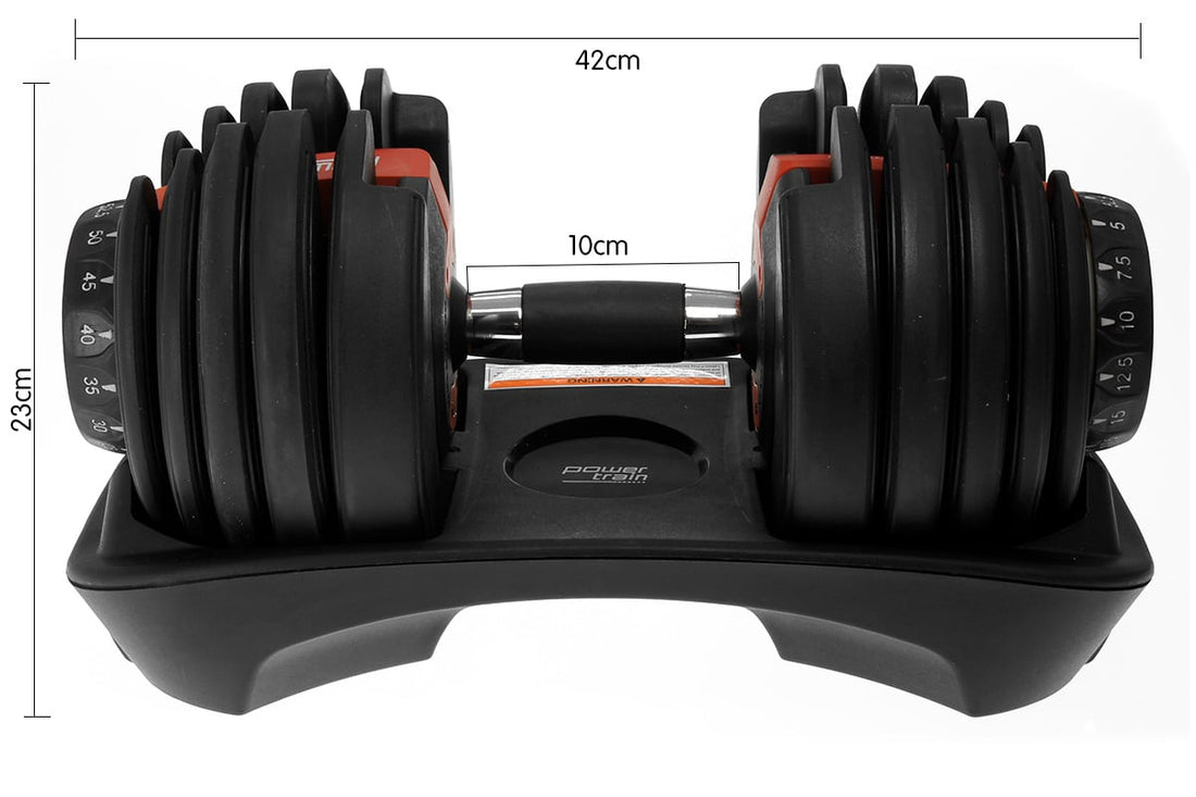 Powertrain BF1 48kg Adjustable Dumbbell Set with Stand (2 x 24kg)