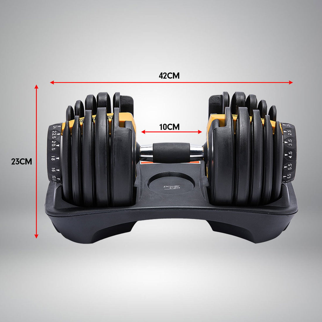 Powertrain BF1 48kg Adjustable Dumbbell Set (2 x 24kg) - Gold