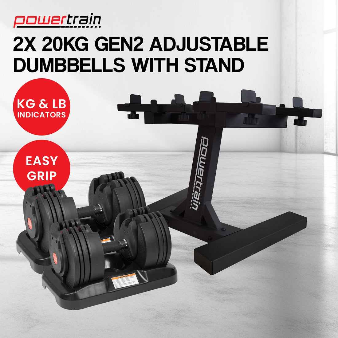 Powertrain BF4 GEN2 40kg Adjustable Dumbbell Set With Stand (2 X 20kg)