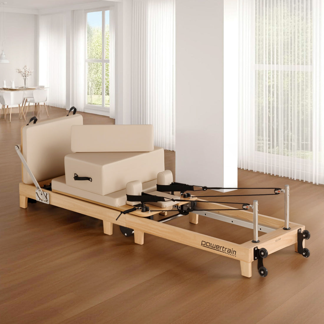 Powertrain Selina Wooden Folding Pilates Reformer (Beige)