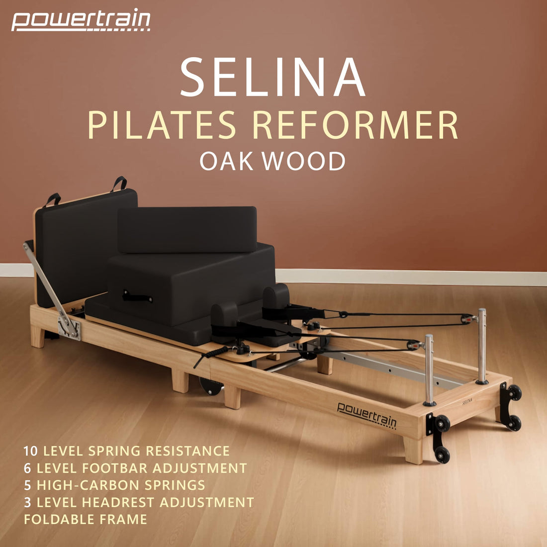 Powertrain Selina Wooden Folding Pilates Reformer (Black)