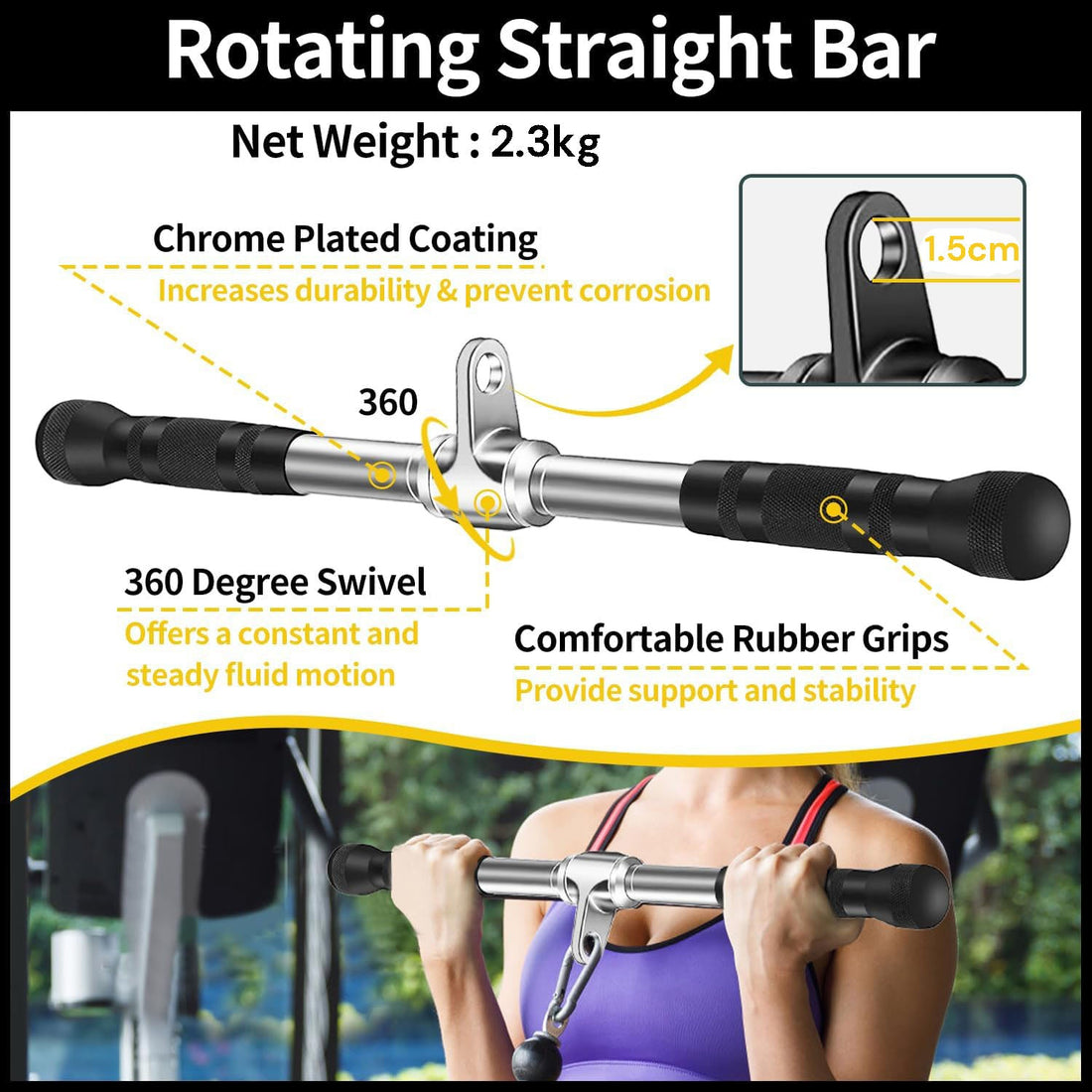 RTM 50cm Tricep Press Pulldown Bar