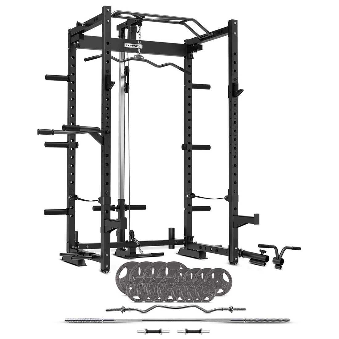 CORTEX PR4 Folding Power Rack Package (Set A) with 90kg Tri-Grip Weight Plate and Bar Set
