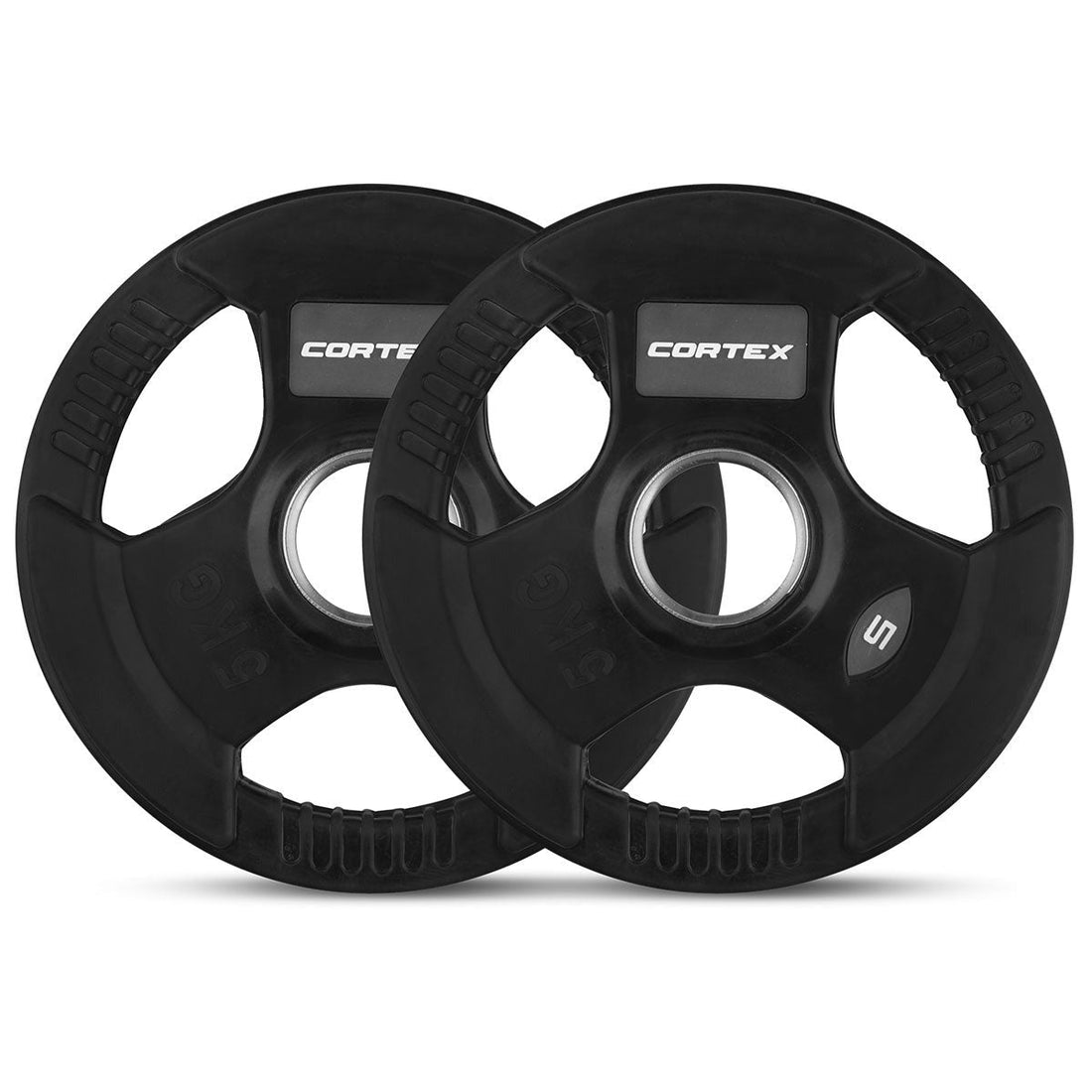 Cortex 45kg Tri-Grip V2 50mm Rubber Olympic Plate Set Incl. Olympic Ez Curl Bar + Spring Collars