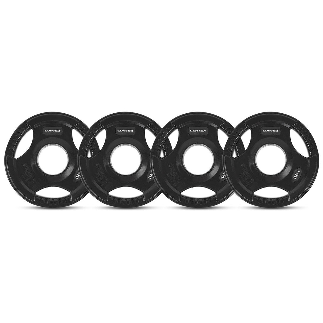 Cortex 45kg Tri-Grip V2 50mm Rubber Olympic Plate Set Incl. Olympic Ez Curl Bar + Spring Collars