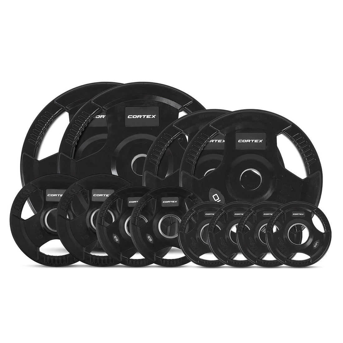 Cortex 80kg Tri-Grip V2 50mm Rubber Olympic Plate Set