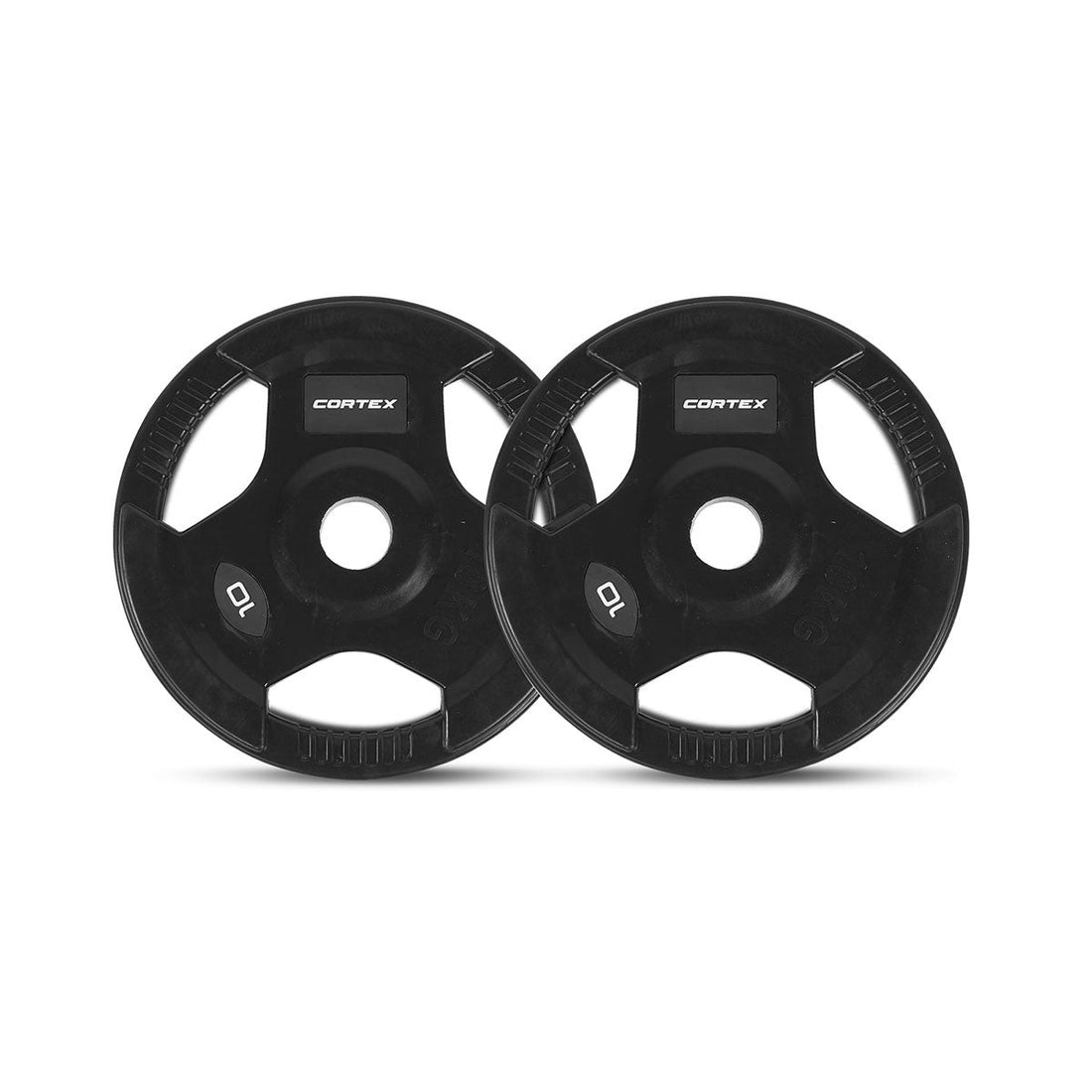 Cortex 90kg Tri-Grip V2 50mm Rubber Olympic Plate Set Incl. SPARTAN100 20kg Olympic Barbell + Lockjaw Collars