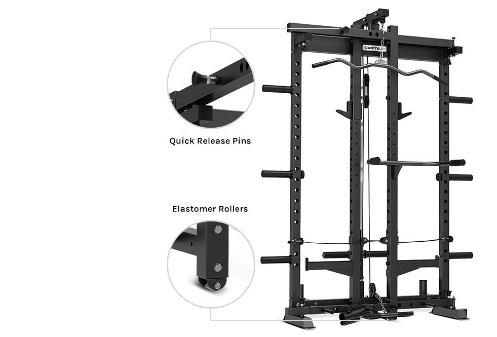 CORTEX PR-4 Foldable Squat & Power Rack Package (Set C) with BN-9 FID Bench + 130kg Olympic Bumper Plate & Barbell Set