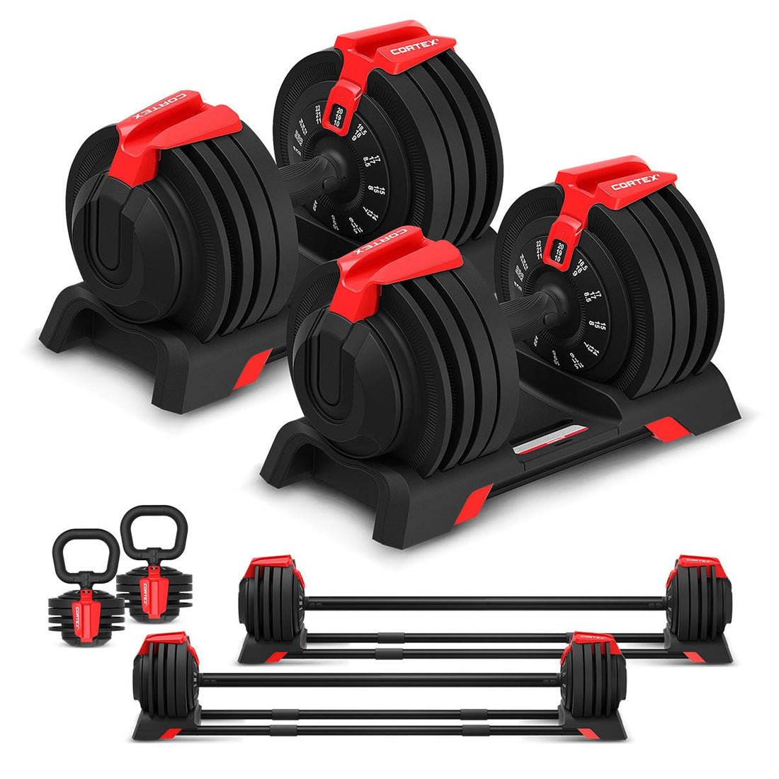 CORTEX SM-26 6-In-1 Power Rack with Dual Stack Smith & Cable Machine Package (Set D) + 48kg Revolock V2 Adjustable Dumbbells + 100kg Tri-Grip V2 Plate & Barbell Package