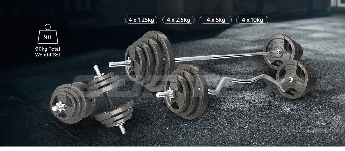 LSG GRK200 10-in-1 Home Gym Station, Power Rack, Smith Machine and Cable Crossover + 90kg Standard Weight Plate Set