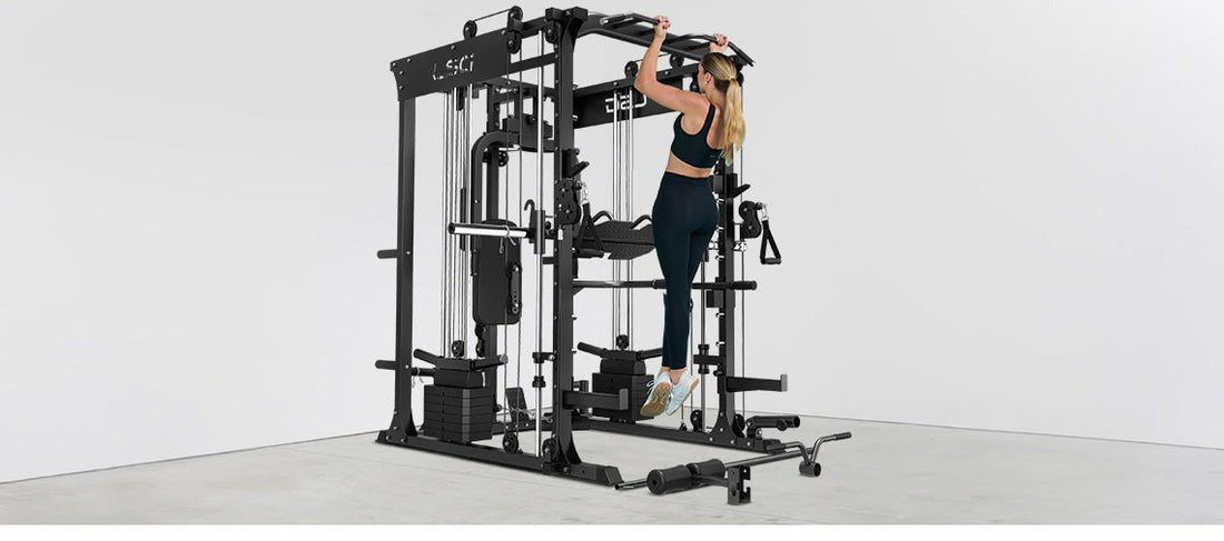 LSG GRK200 10-in-1 Home Gym Station, Power Rack, Smith Machine and Cable Crossover + 90kg Standard Weight Plate Set