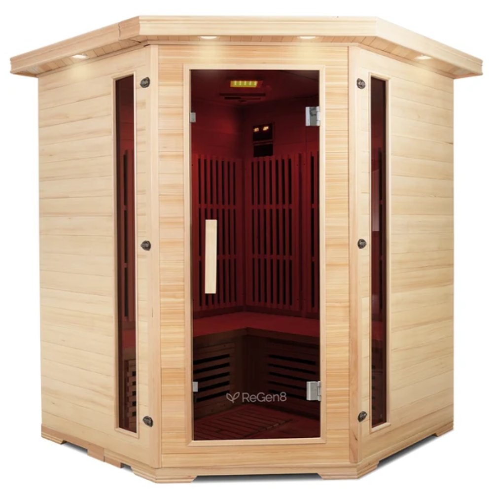 ReGen8 Quadro Corner - 4 Person 2640W Infrared Sauna (Natural)