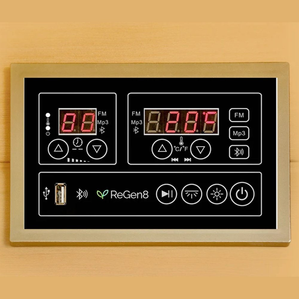 ReGen8 Quadro Corner - 4 Person 2640W Infrared Sauna (Natural)
