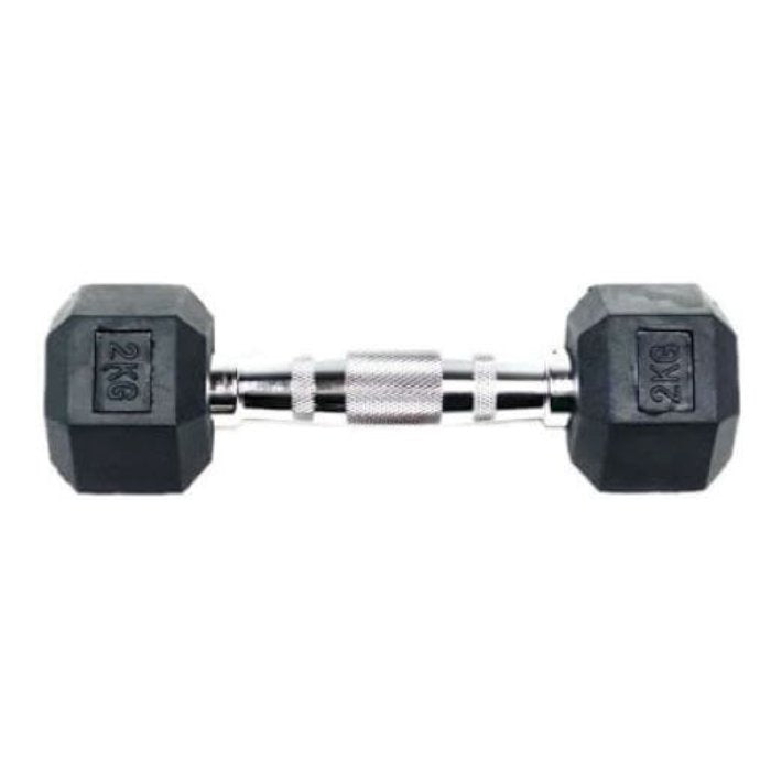 York Fitness Rubber Hex Dumbbells - Singles (1kg to 9kg)
