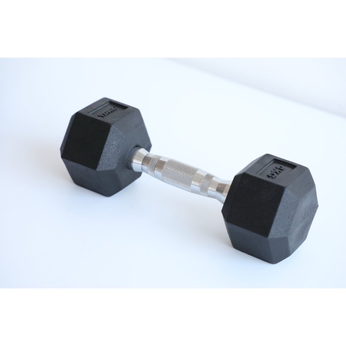 York Fitness Rubber Hex Dumbbells - Singles (1kg to 9kg)