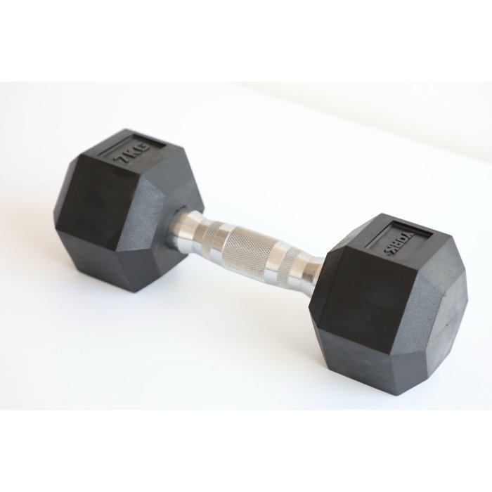 York Fitness Rubber Hex Dumbbells - Singles (1kg to 9kg)