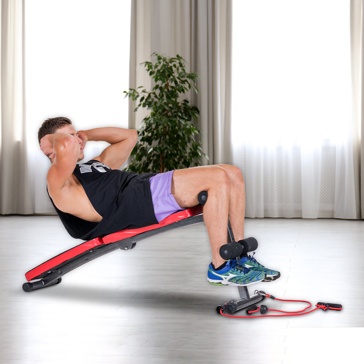 Powertrain Inclined Sit up bench with Resistance bands
