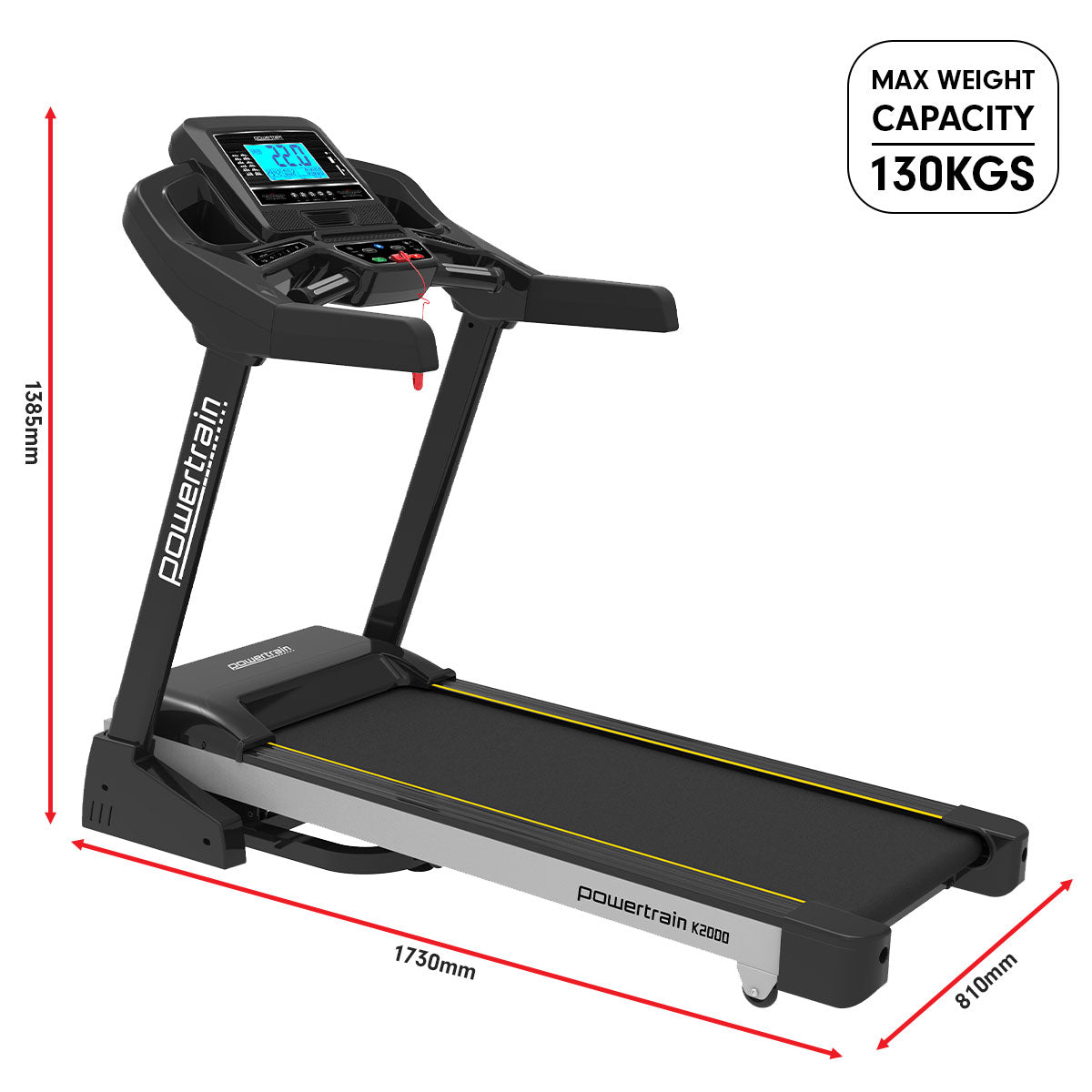 Powertrain K2000 Treadmill w/ Fan &amp; Auto Incline Speed 22km/h