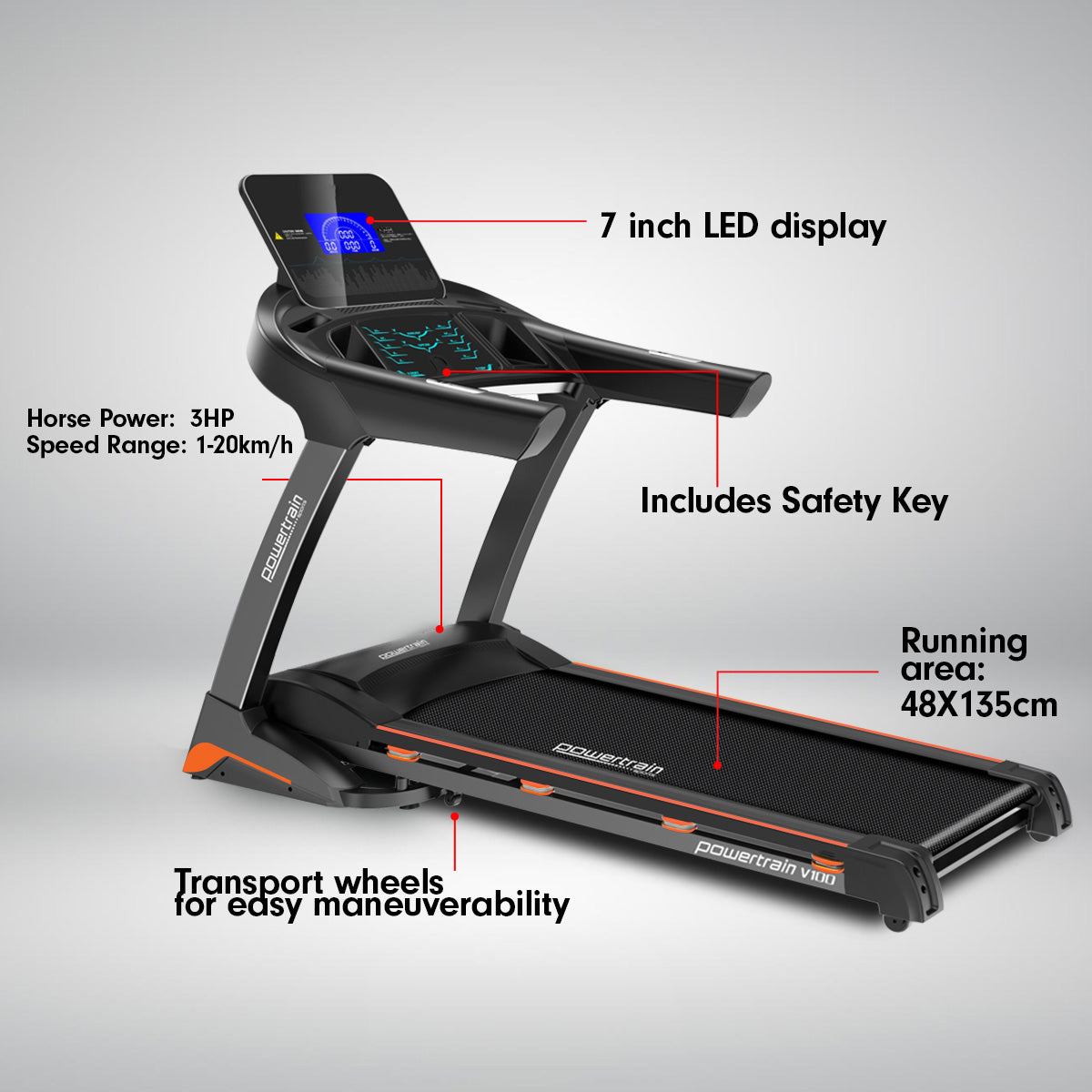 Powertrain V100 Foldable Treadmill