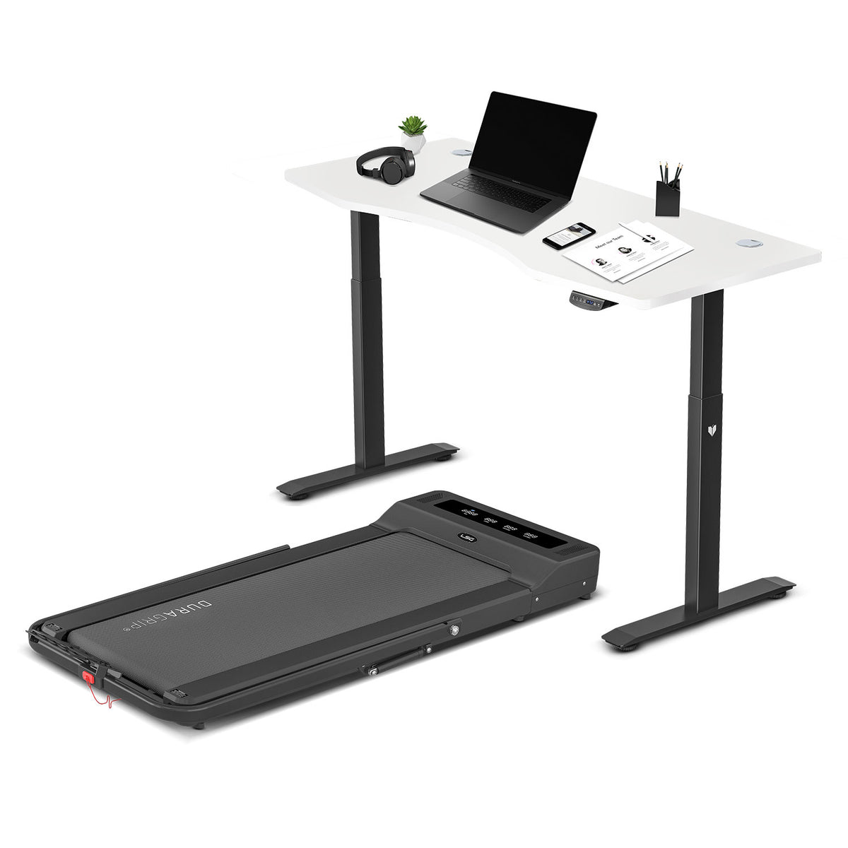 LSG Nimbus Walking Pad Treadmill + ErgoDesk Automatic Standing Desk