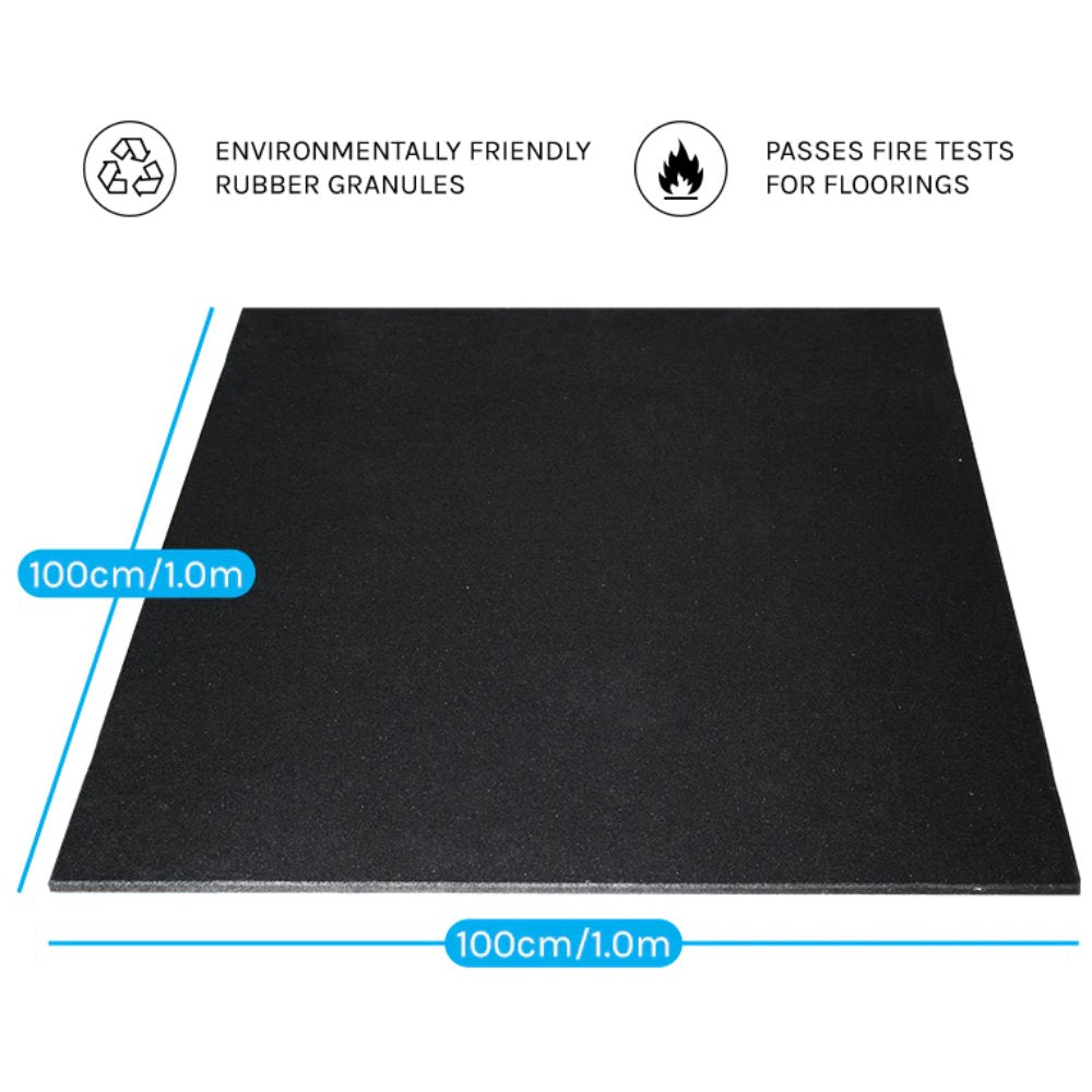 CORTEX 15mm Commercial Bevelled Edge Rubber Gym Tile Mat (1m x 1m) Pack of 16