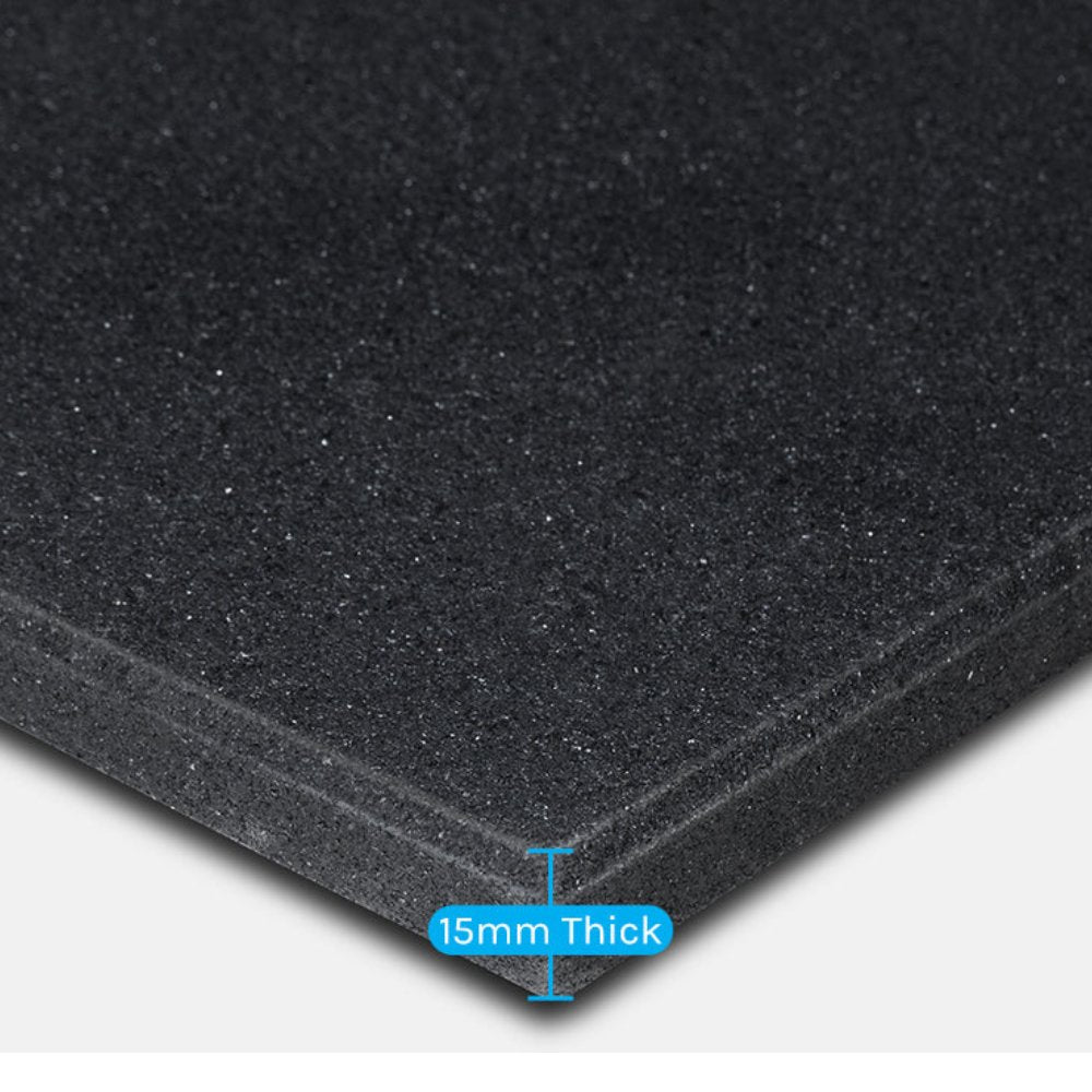CORTEX 15mm Commercial Bevelled Edge Rubber Gym Tile Mat (1m x 1m) Pack of 16