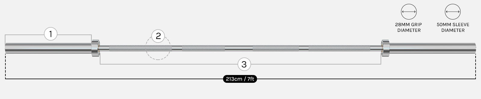 CORTEX Spartan100 Olympic Barbell Dimensions