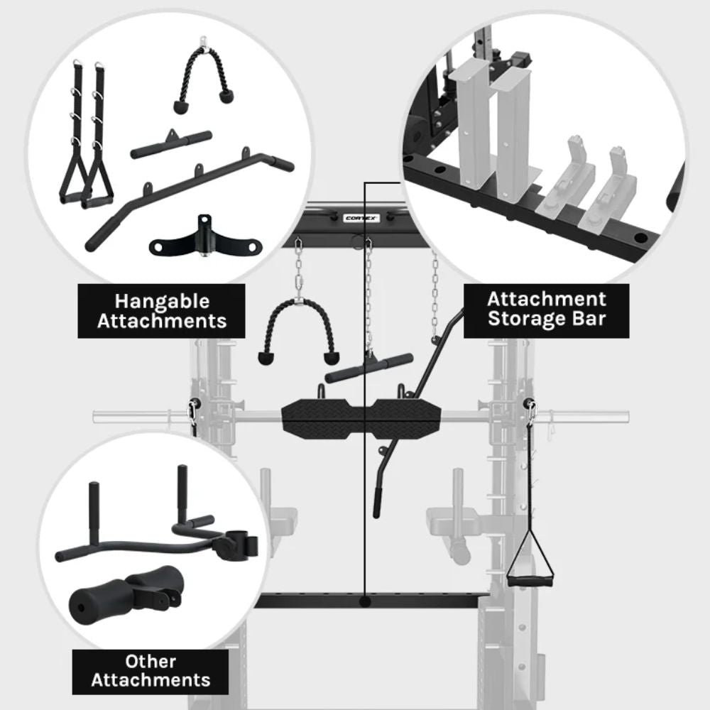 CORTEX SM-25 6-In-1 Power Rack With Smith & Cable Machine
