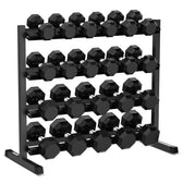 Cortex 495kg Hex Dumbbell Set 10kg-35kg (11 pairs) with 4-Tier Rack
