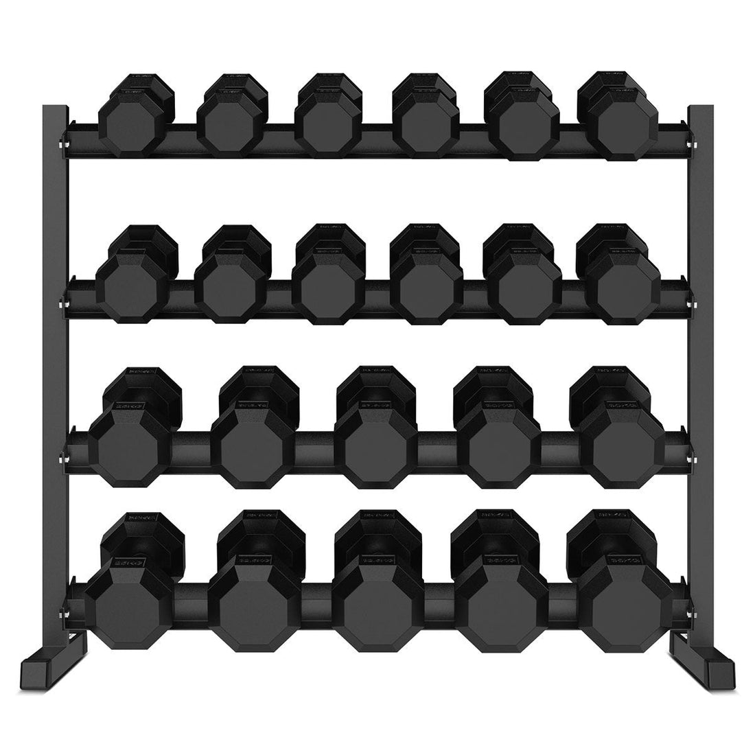 Cortex 495kg Hex Dumbbell Set 10kg-35kg (11 pairs) with 4-Tier Rack