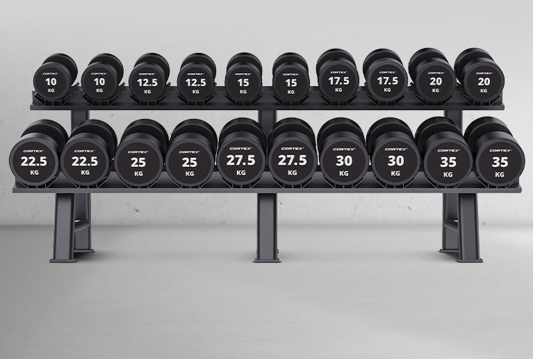 Cortex 430kg Pro Dumbbell Set with Two-Tier Rack (10-35kg, 10 Pairs)
