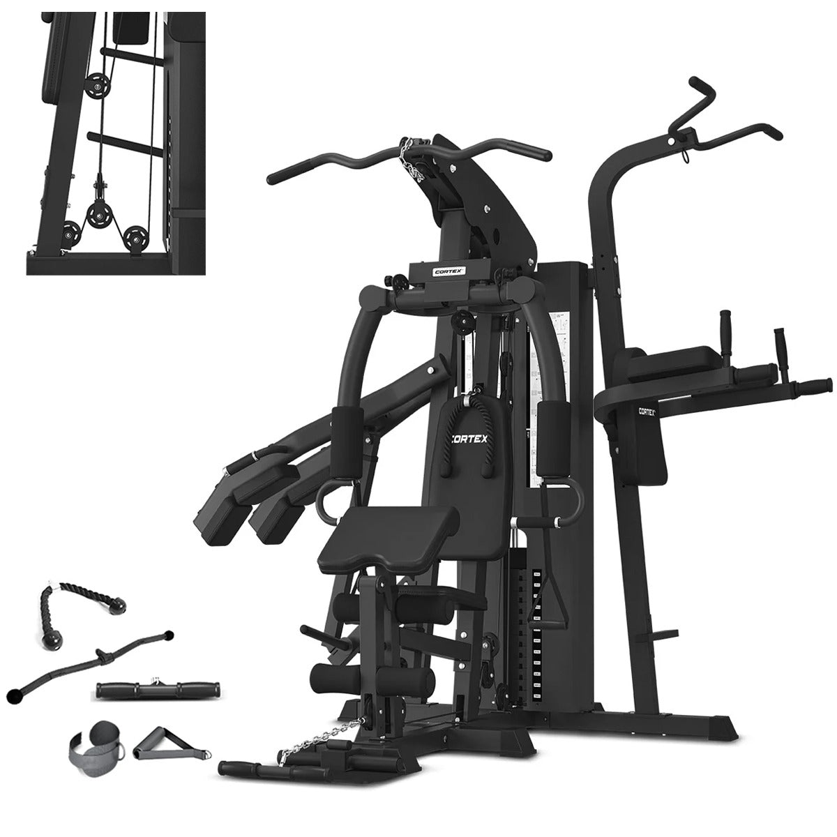 Cortex GS7 Multi-Station Home Gym with Power Tower and Squat Press (73kg or 96kg Weight Stack Options)