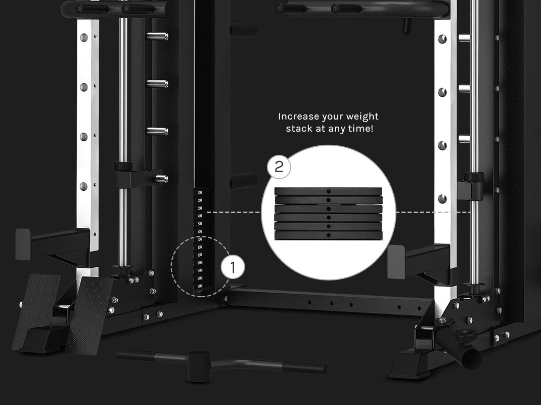 CORTEX SM-26 6-In-1 Power Rack with Dual Stack Smith & Cable Machine