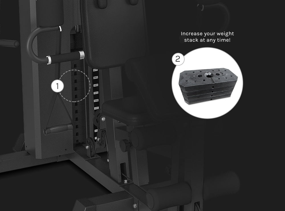 Cortex GS7 Multi-Station Home Gym with Power Tower and Squat Press (73kg or 96kg Weight Stack Options)