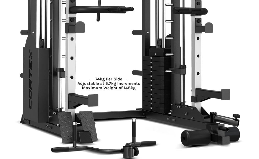 Durable 16-gauge steel construction of CORTEX SM-25 6-in-1 Power Rack for reliable strength training