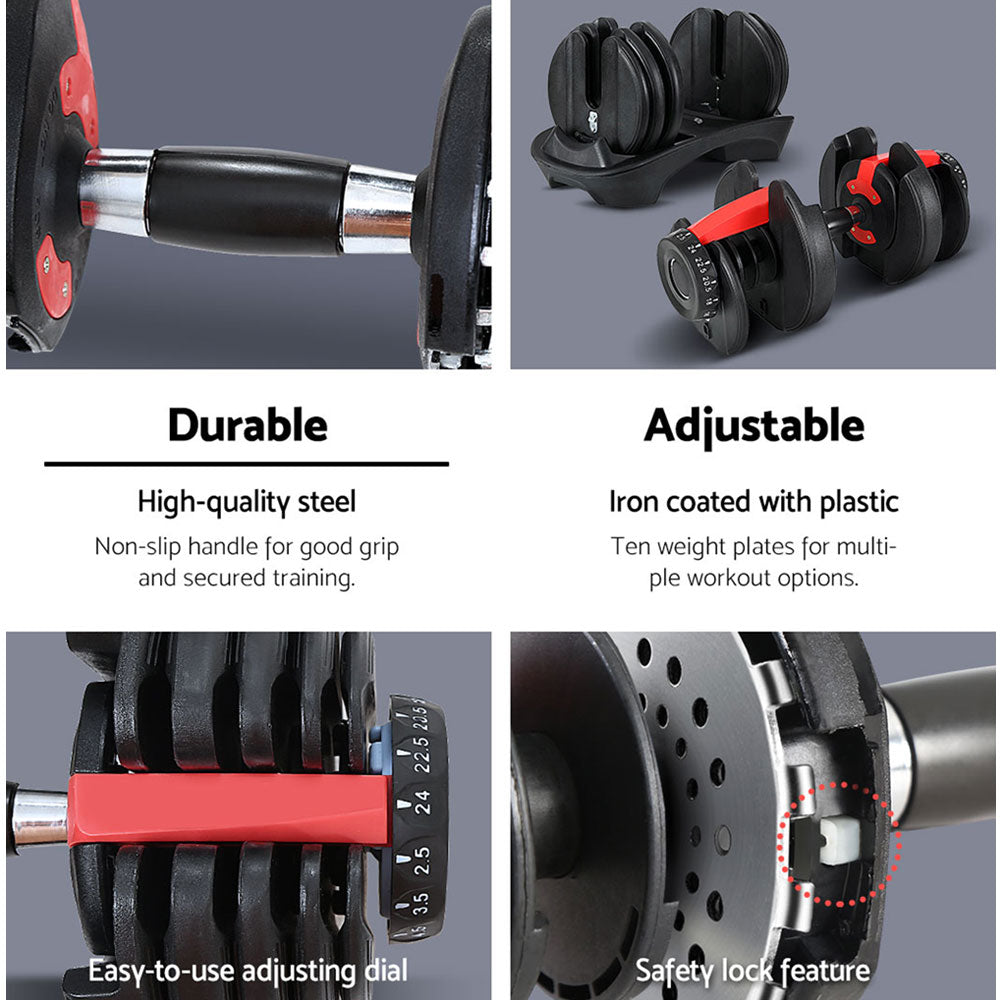 Safety-lock feature of Everfit adjustable dumbbell with star-shaped nuts
