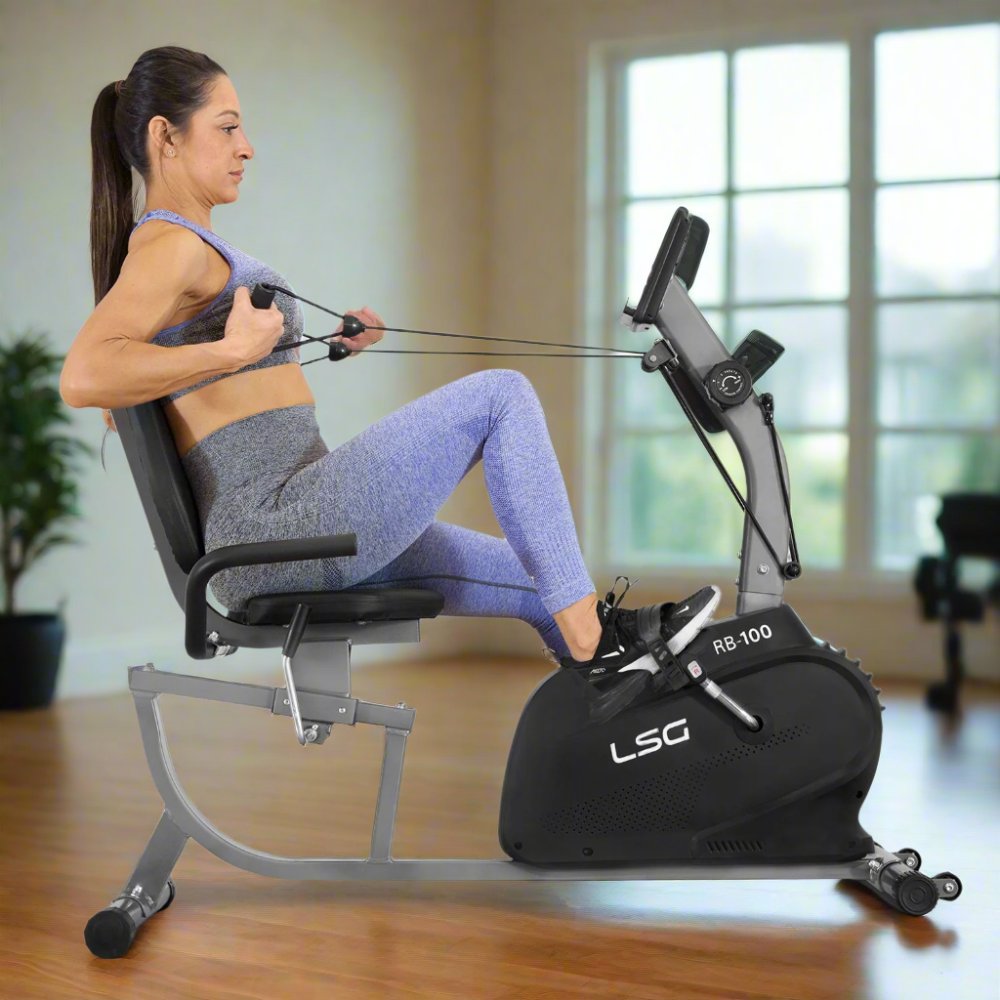 Close-up of LSG RB-100 Recumbent Bike