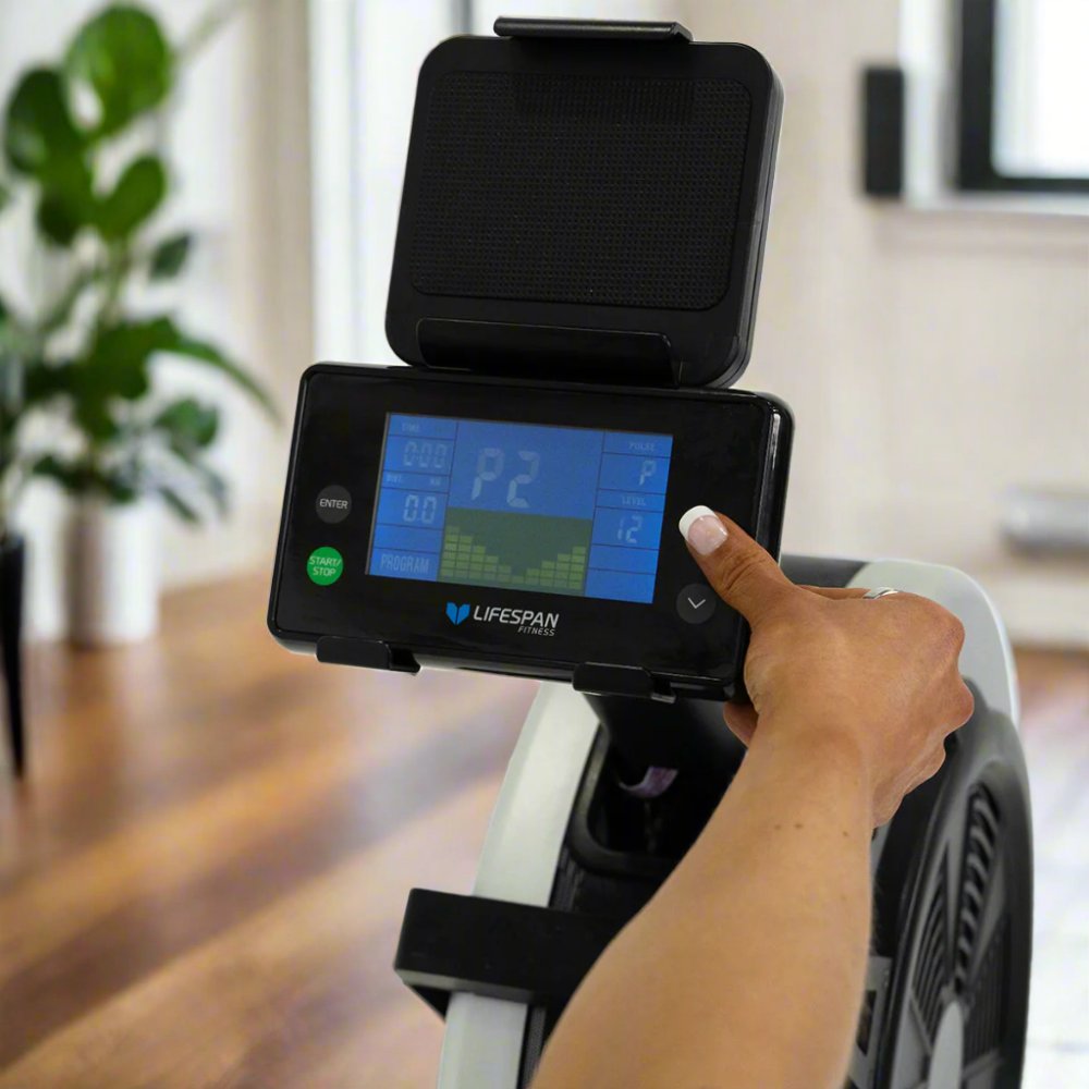 Lifespan FItness Rower-801F Rowing Machine console display lifestyle image