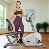 lifespan rc-81 recumbent exercise bike with person standing next to it