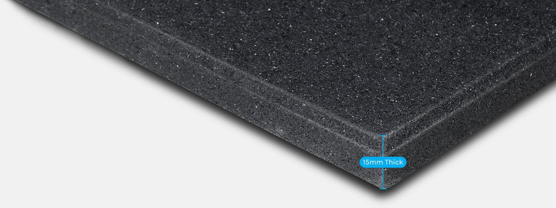CORTEX Pack of 9 x 15mm Rubber Gym Floor Tiles (1m x 1m) with Bevelled Edge