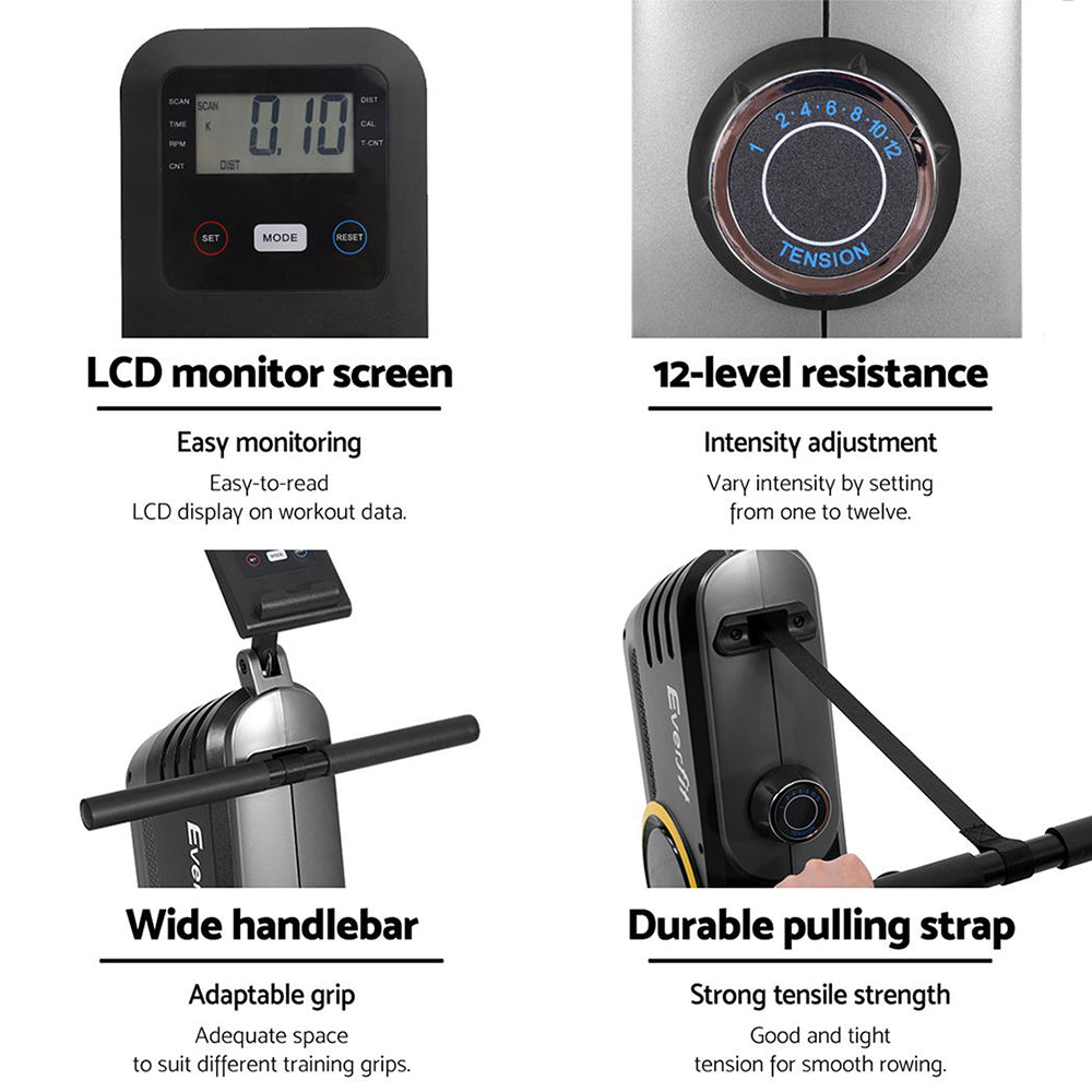 Everfit 12 Level Magnetic Rowing Machine