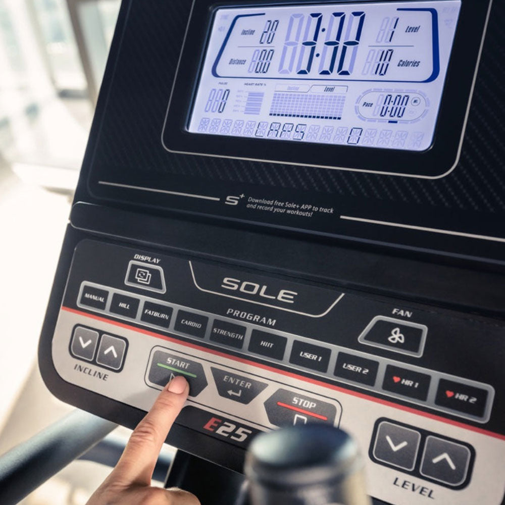 Sole E25 Elliptical console with 13" touchscreen