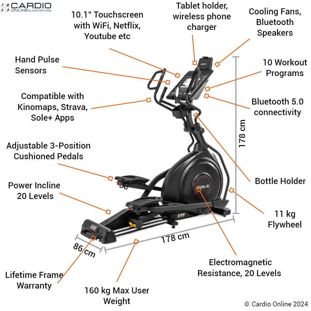 Exercise Sole E35 Elliptical Stride Length Sole E35 Crosstrainer
