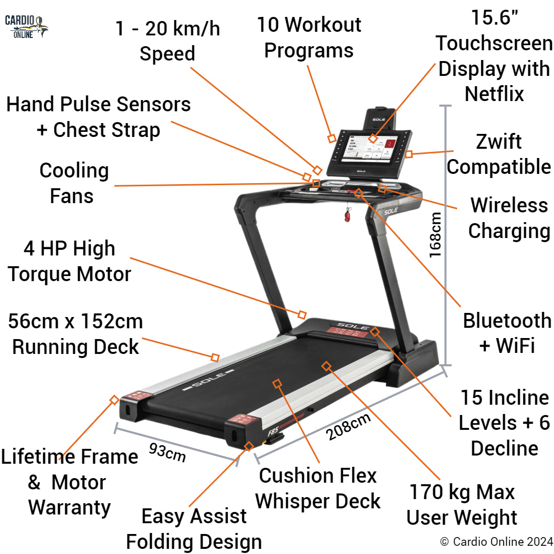 Sole f85 treadmill features