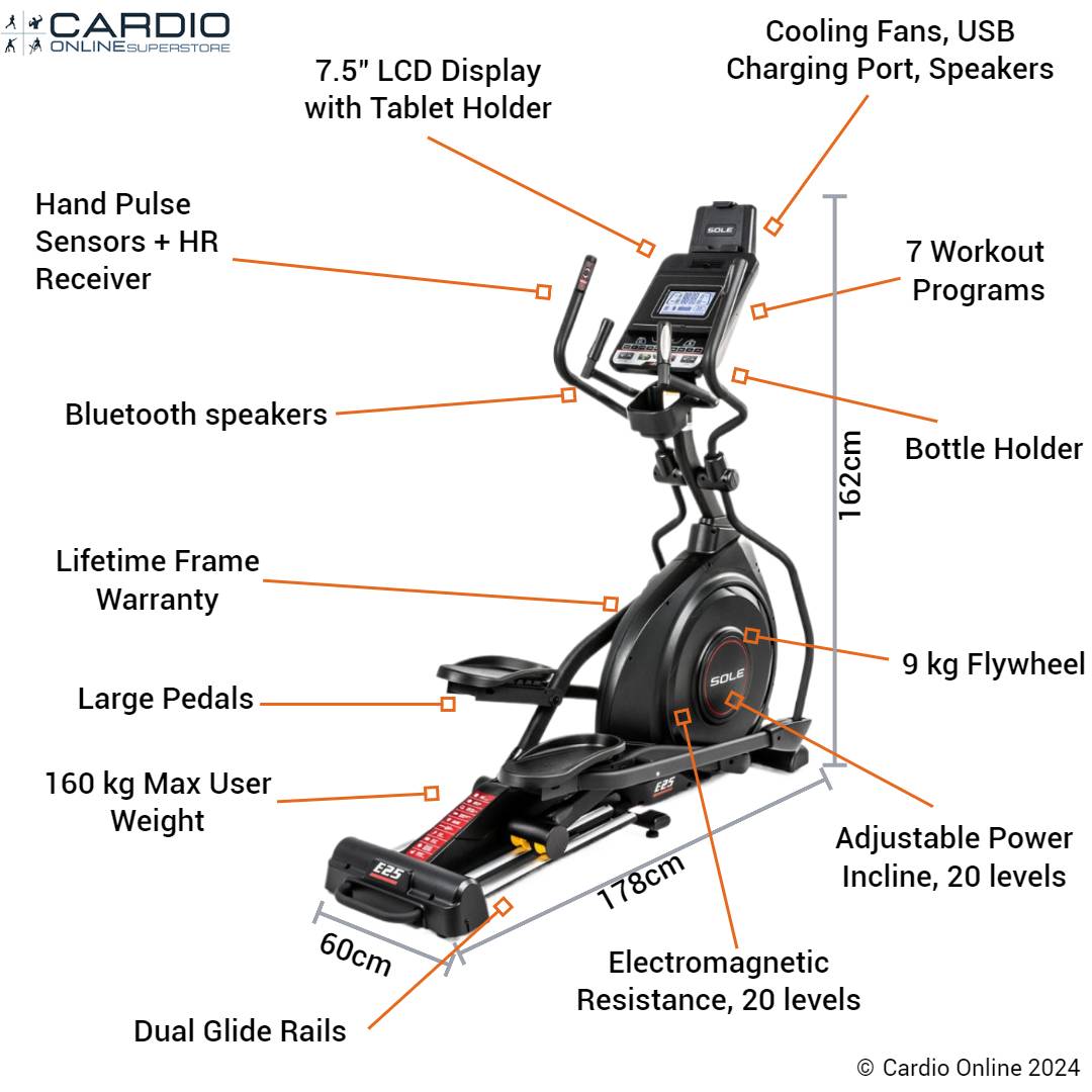 Sole E25 Elliptical Features