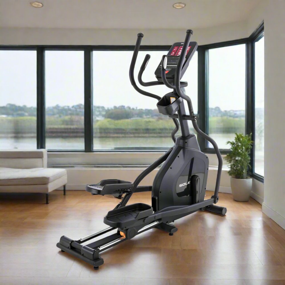 Sole Fitness elliptical machine with adjustable settings for home workouts