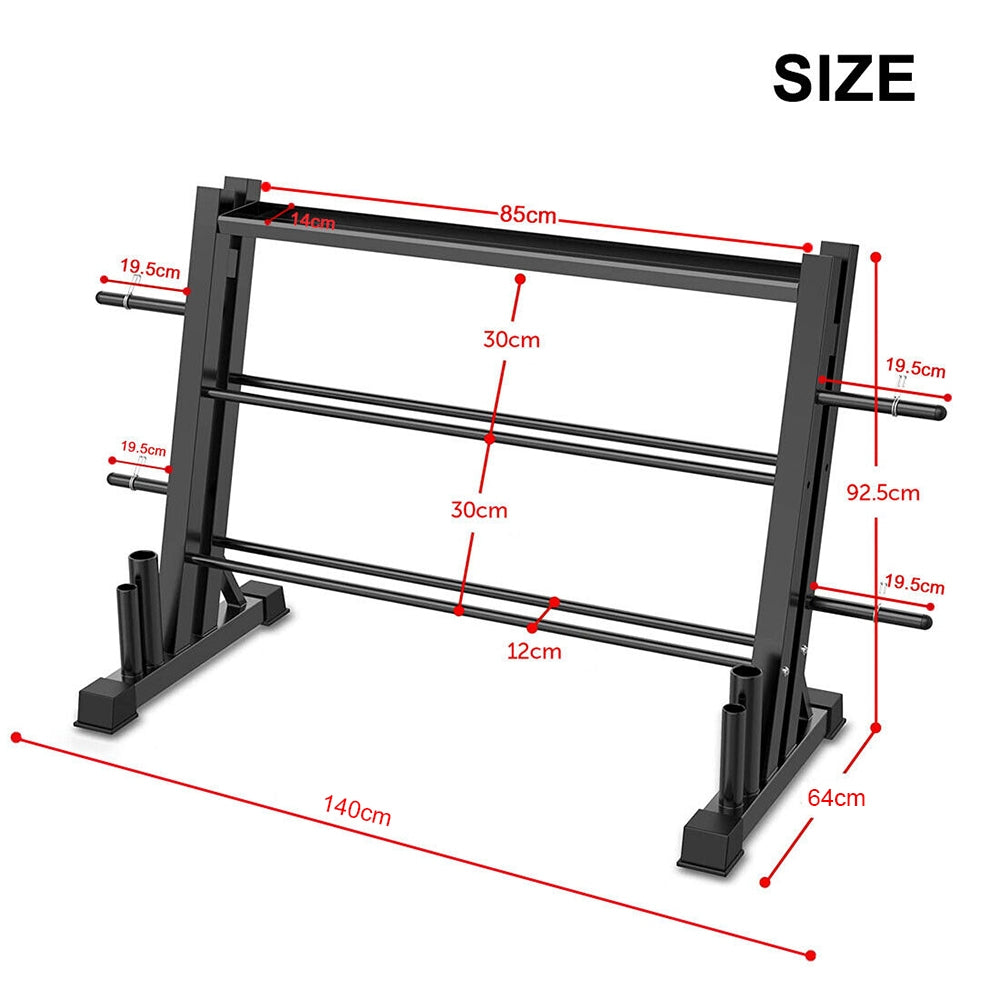 RTM 3-Tier Weights and Barbell Storage Rack Barbell Dumbbell Kettlebell Weight Plate