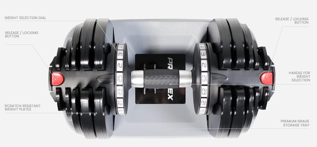 PROFLEX Adjustable Dumbbell Set - 2 x 25kg