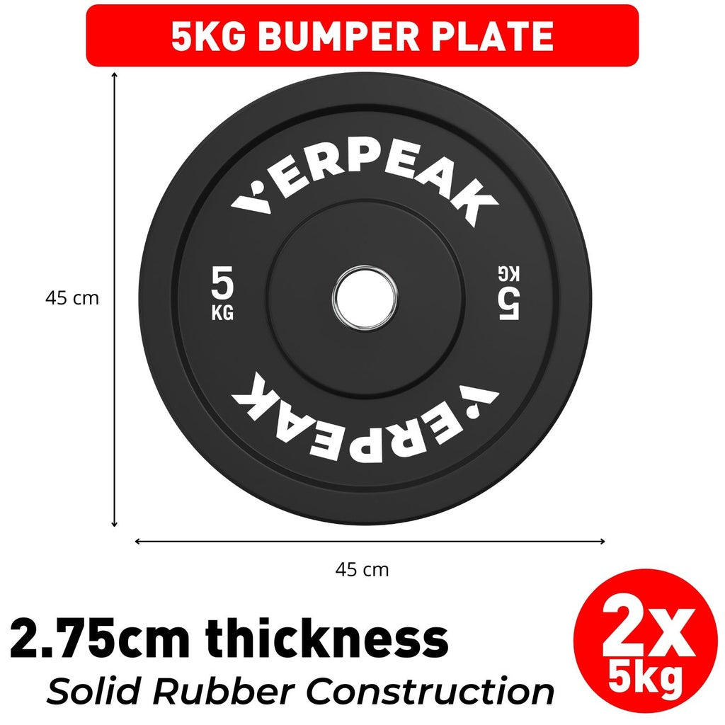 VERPEAK 5kg Black Bumper Plates (Pair)