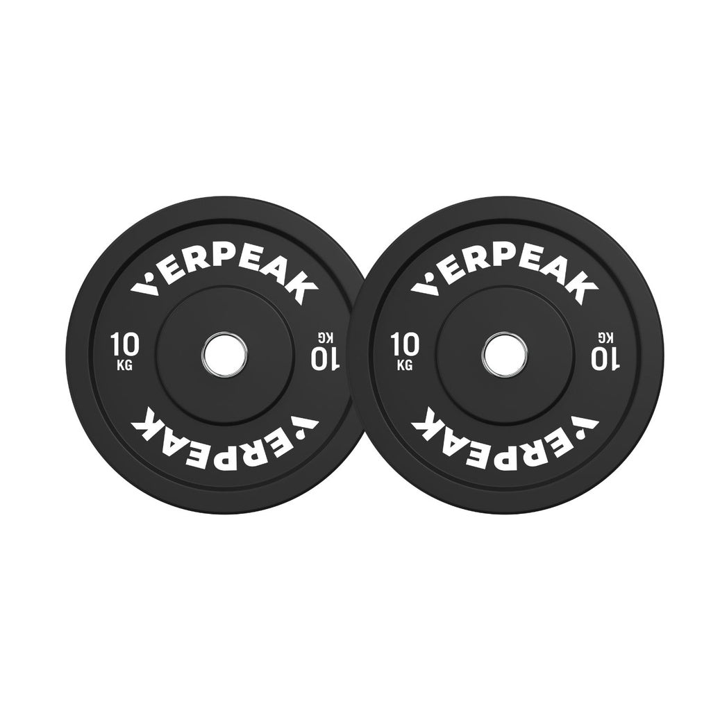 VERPEAK 10kg Black Olympic Bumper Weight Plates (Pair)